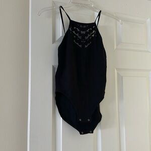 FP Intimately High Front Cut Out Ribbed Body Suit - M/L - Black - BNWOT